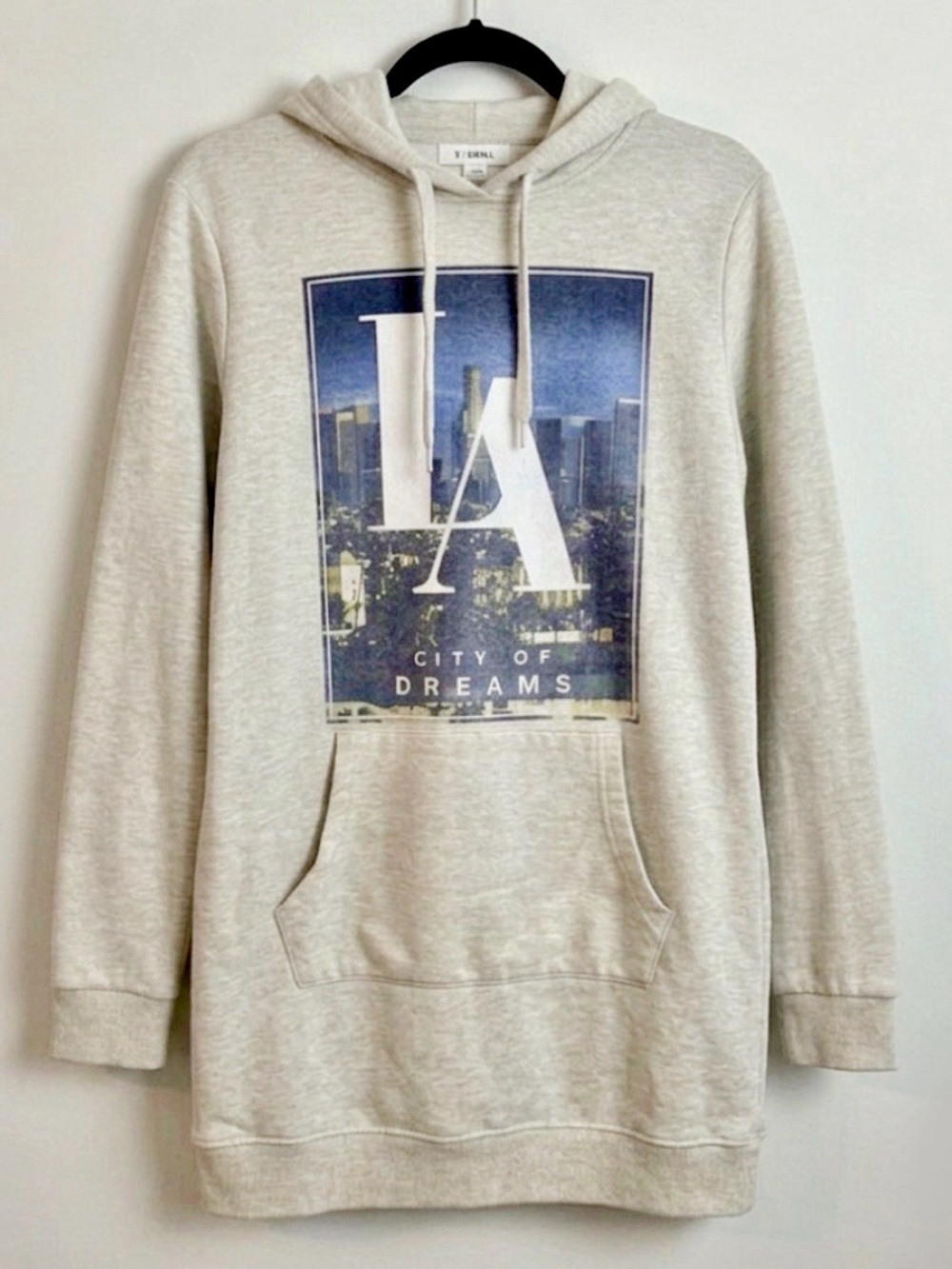 Amnesia Graphic Hooded Dress in Cream